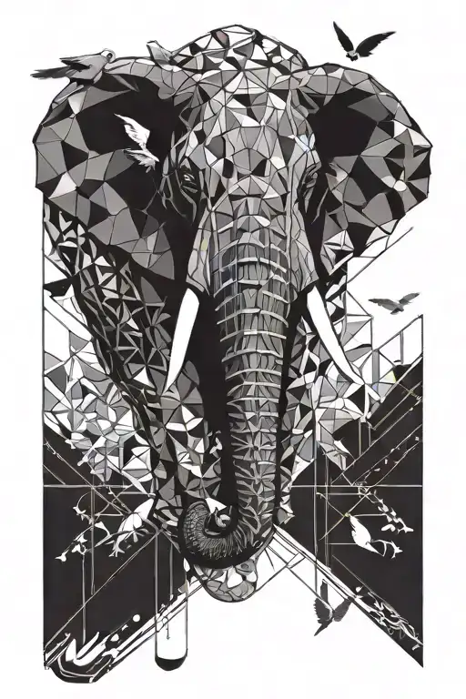elephant head, doves, 12/21/2004 tattoo design idea