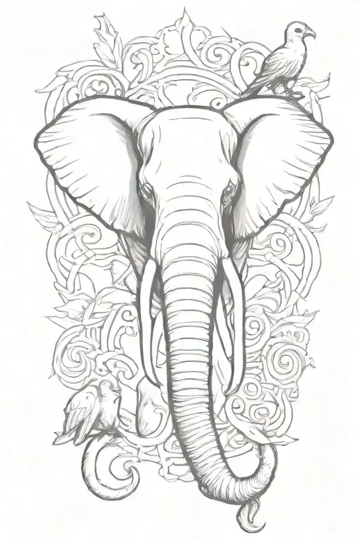 elephant head, two doves, "don't suck", 12/21/2004 tattoo design idea