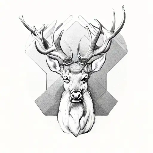 a stags antlers with a snake across them in an infinity symbol tattoo design idea