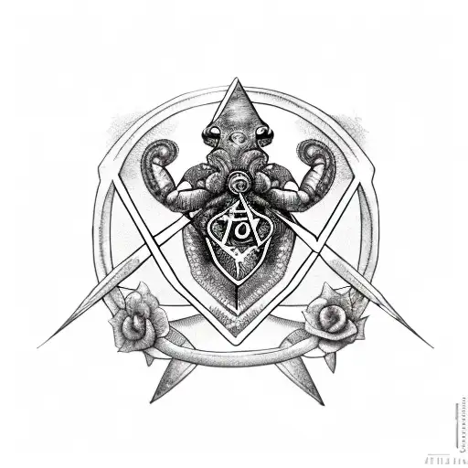 Atom, pentagram, freemason/illumanti, scorpion. Sword of honor pakistan, axolotl, balance libra scale (floral rose desig tattoo design idea