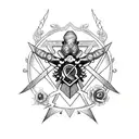 Atom, pentagram, freemason/illumanti, scorpion. Sword of honor pakistan, axolotl, balance libra scale (floral rose desig tattoo design idea