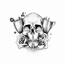 A visually striking tattoo featuring coffee cups forming a skull in a dotwork style tattoo design idea