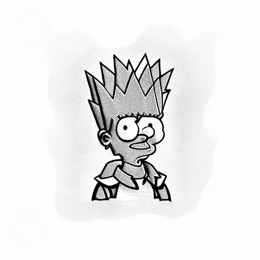 bart simpson wearing batik tattoo design idea