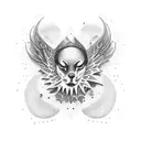 A dotwork tattoo design with a thought-provoking phrase about the importance of balancing 'Razão' (Reason) and 'Emoção' (Emotion) tattoo design idea