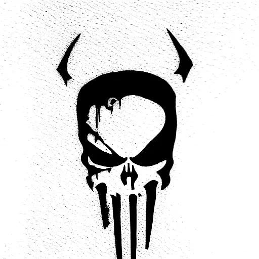 punisher tarot card with haunted house tattoo design idea