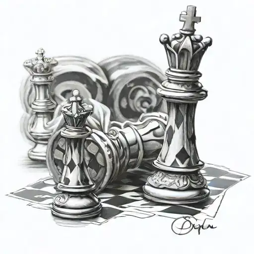 elegant bishop chess piece tattoo design idea