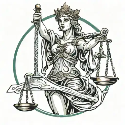 lady justice scales tattoo design idea