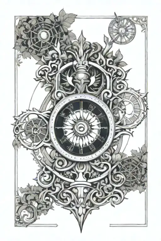 eye coat of arms of the Yusupovs and Vorontsovs compass tree clock tree of life space tattoo design idea