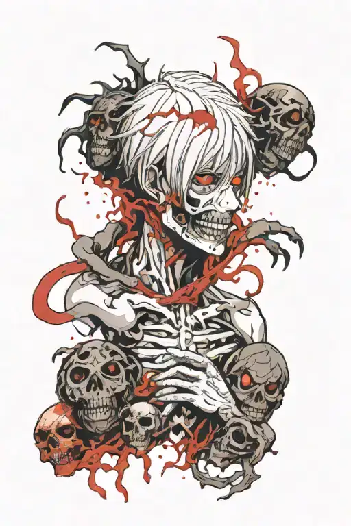 tokyo ghoul surrounded by demonic corpses tattoo design idea