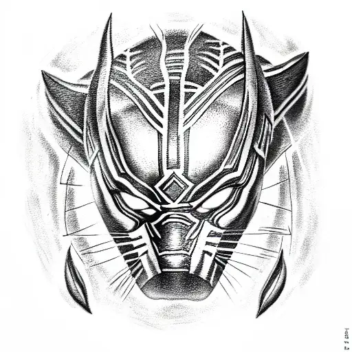 Black Panther in the path to dicover The Triple Horn of Odin tattoo design idea