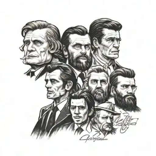goerge jones johnny paycheck conway twitty waylon Jennings mt rushmore  tattoo design idea