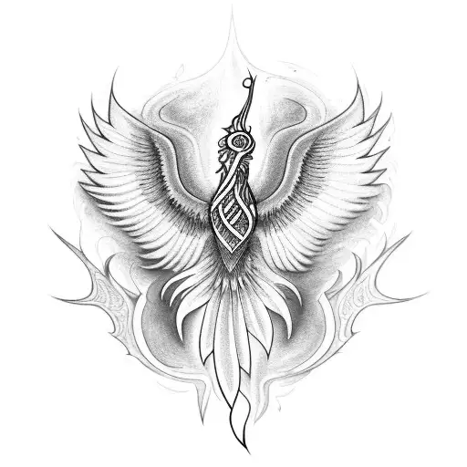 Phoenix rising from an Ankh tattoo design idea