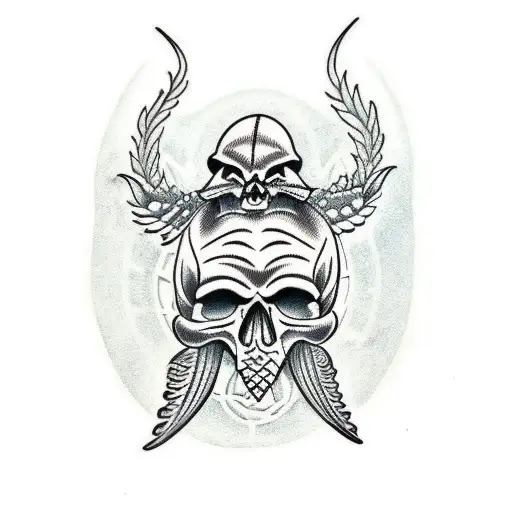 dark skull Moth tattoo design idea
