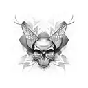 dark skull Moth tattoo design idea