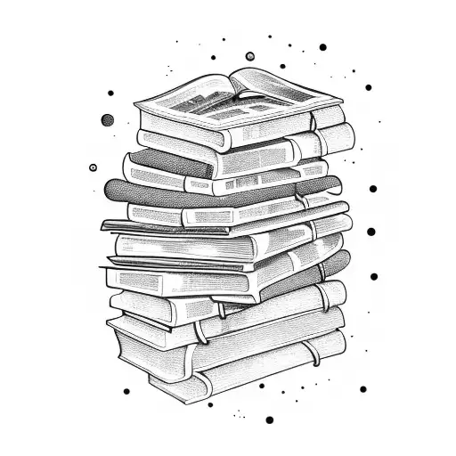 A bookshelf with books floating in the sea tattoo design idea