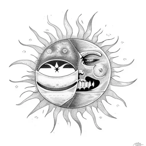 Sun and Moon tattoo design idea
