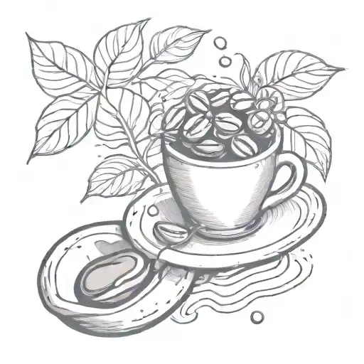 A stylized coffee bean intertwined with a massage tool tattoo design idea