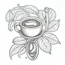 A stylized coffee bean intertwined with a massage tool tattoo design idea