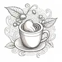 A stylized coffee bean intertwined with a massage tool tattoo design idea