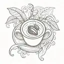 A stylized coffee bean intertwined with a massage tool tattoo design idea