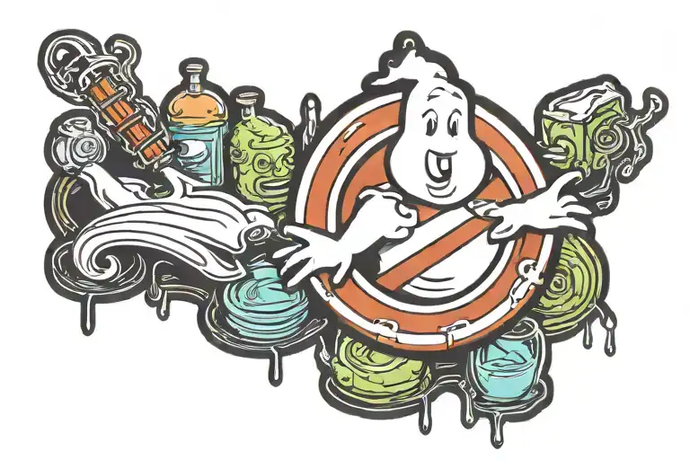 ghostbusters logo with ranch sauce    tattoo design idea