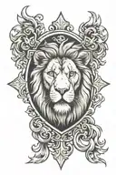 Christian cross with lion head tattoo design idea