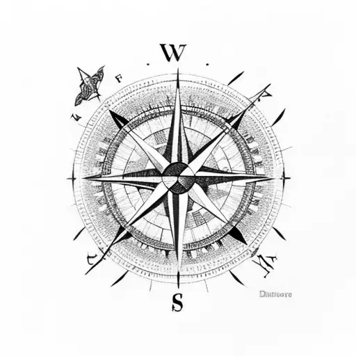 Compass with nature, tourism, and elements of Slovakia. tattoo design idea