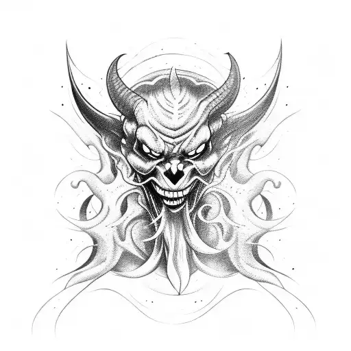 demon with smoke tattoo design idea