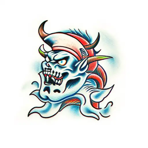 demon with smoke tattoo design idea