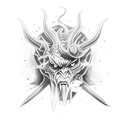 demon with smoke tattoo design idea