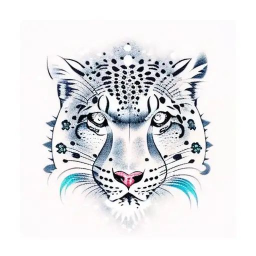 cherry Blossom, snow leopard tattoo design idea