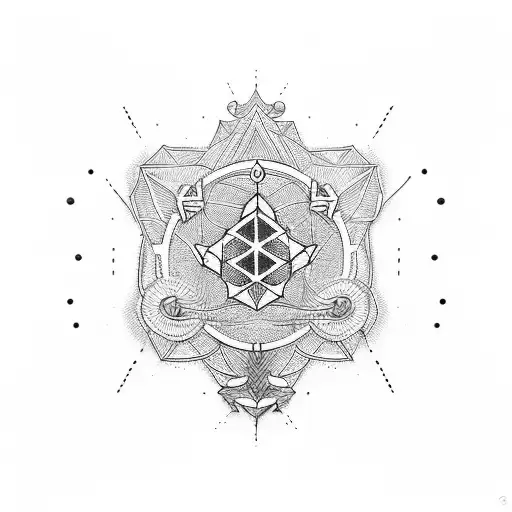 A minimalist tattoo of the attraction law symbol with mystic elements tattoo design idea