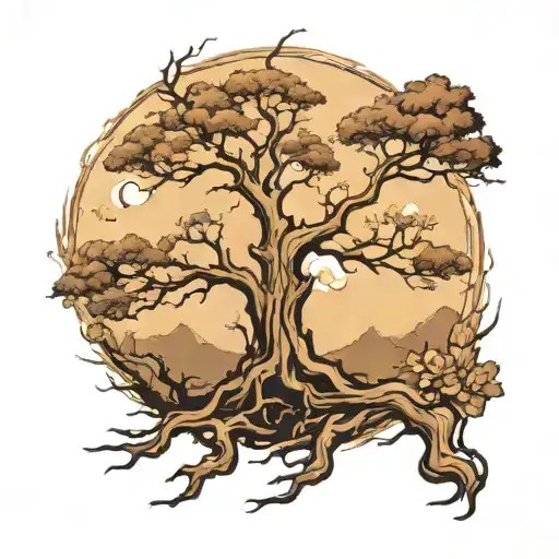 half dead tree  tattoo design idea
