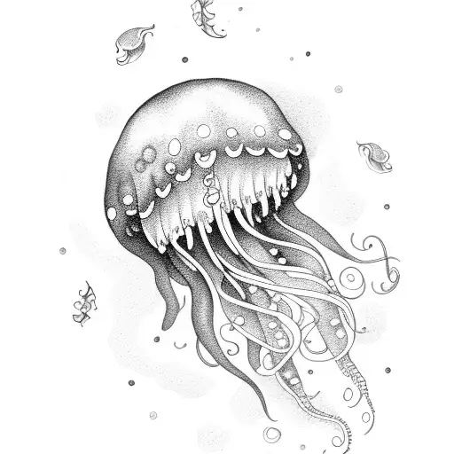 jellyfish moon tattoo design idea