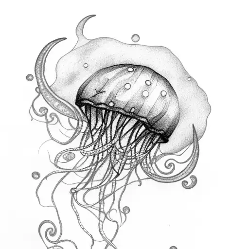 jellyfish with a moon tattoo design idea