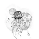 jellyfish with a moon tattoo design idea