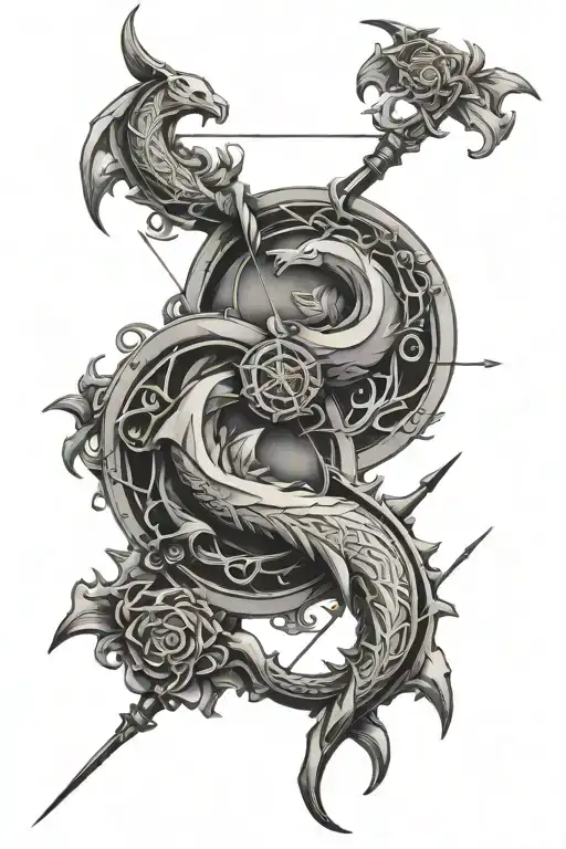 Sagittarius and Pisces tattoo design idea