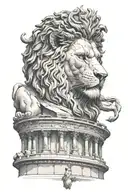 lion face colosseum face of David statue tattoo design idea
