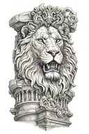 lion face colosseum face of David statue tattoo design idea