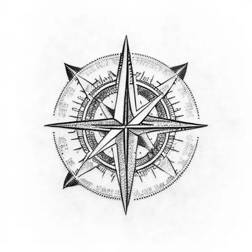 Seattle themed tattoo sleeve on the left arm that includes a compass, rain, and nature tattoo design idea