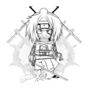 Nihilism, anime, doomer tattoo design idea