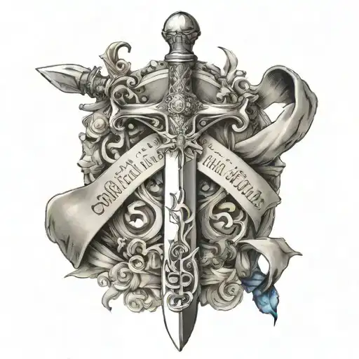 sword design with bible verse "psalm 144:1" incorporated into it  tattoo design idea
