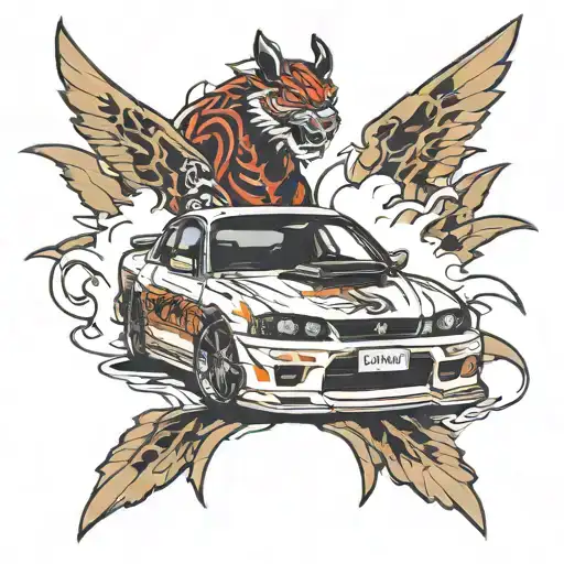 honda drifting car tattoo design idea