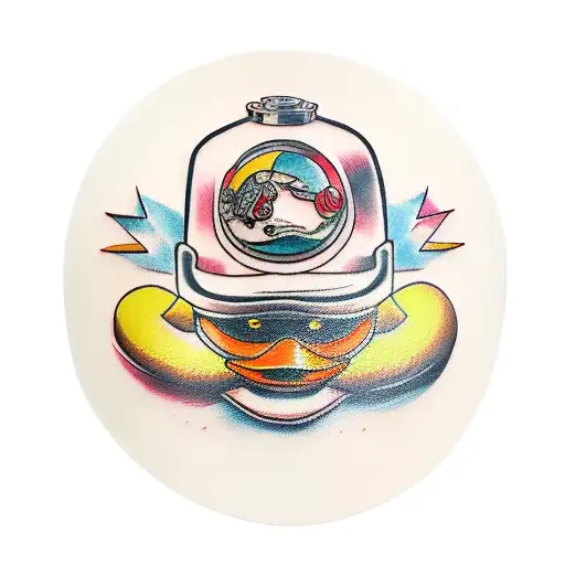 rubber duck helmet tattoo design idea