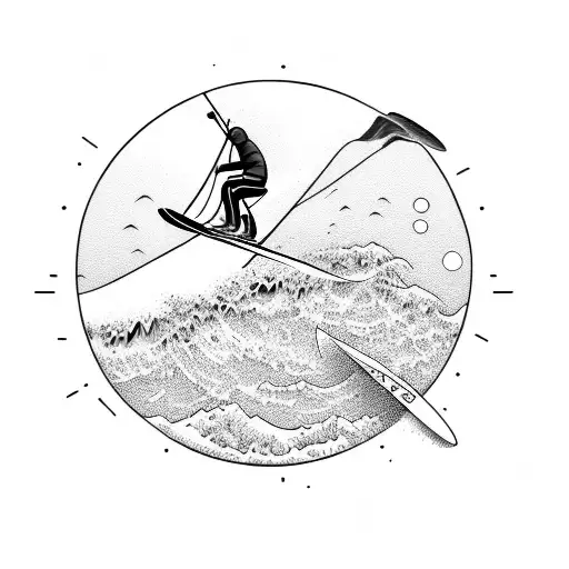 ski + surf + travel tattoo design idea