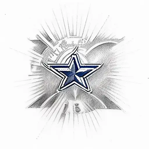 A sketch-style tattoo of a 50 cal gunner in action, with the Dallas Cowboys logo incorporated into the design tattoo design idea