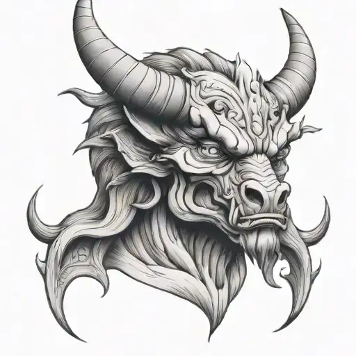 demon with bull head tattoo design idea