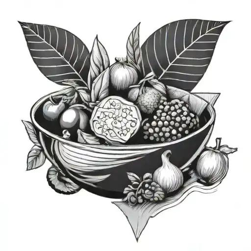 A geometric design of a bowl overflowing with ingredients, showcasing your passion for cooking in a modern and stylish way tattoo design idea