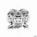 Three monkeys representing the personalities of you, your sister, and your brother tattoo design idea