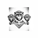 Three monkeys representing the personalities of you, your sister, and your brother tattoo design idea